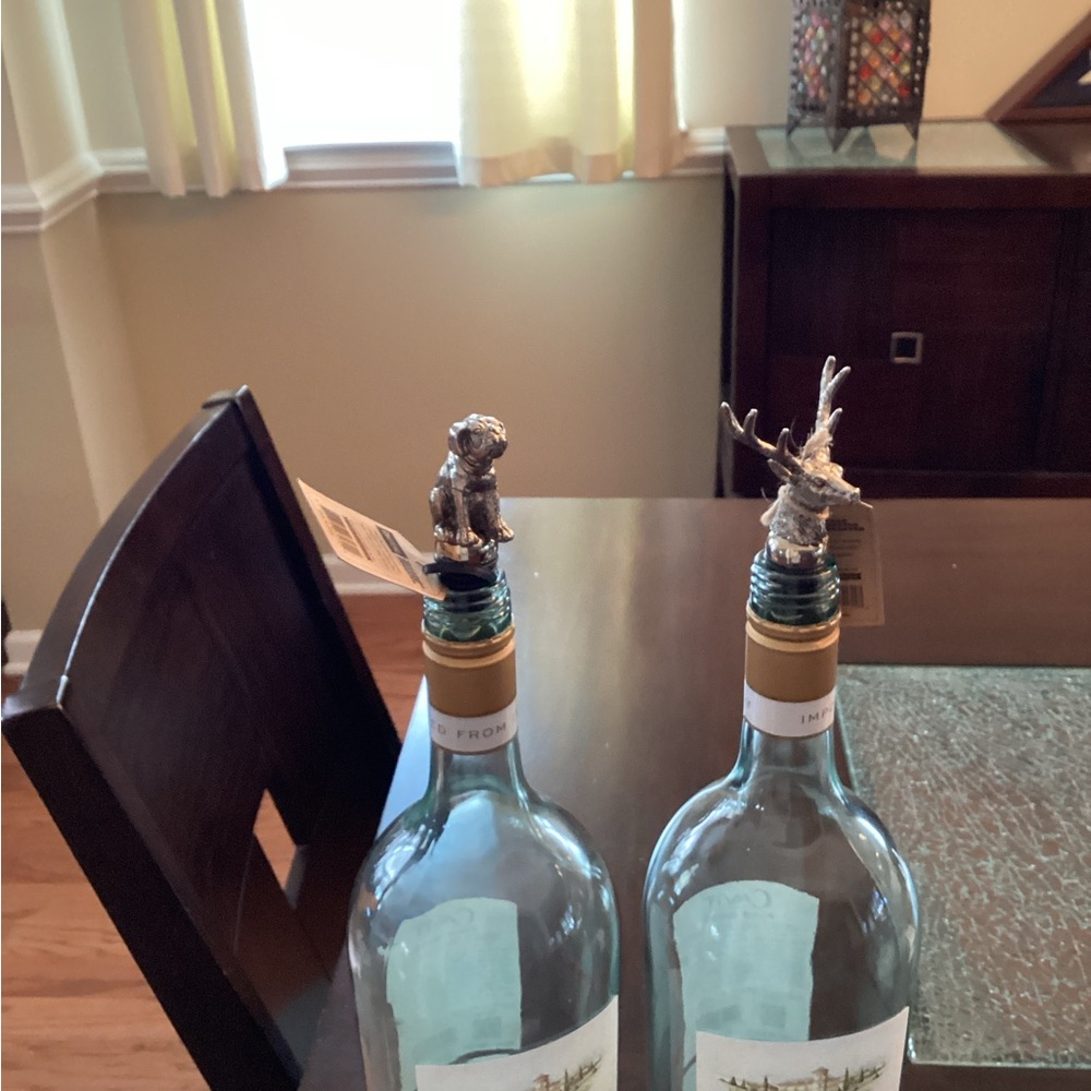 Pewter Stag and Bulldog Wine Bottle Stoppers